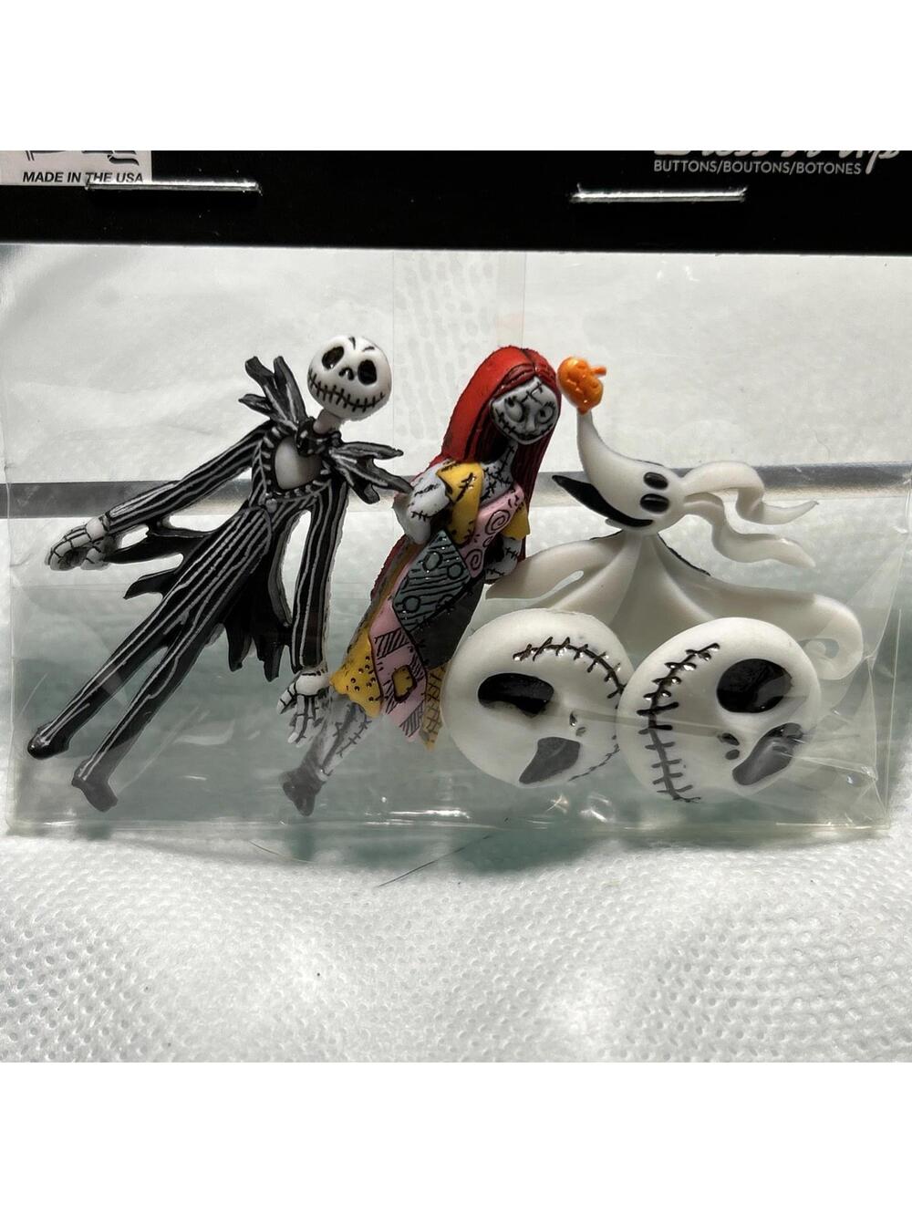 Disney Sewing Crafts Buttons Dress it up 3D Nightmare Before Christmas Set of 3